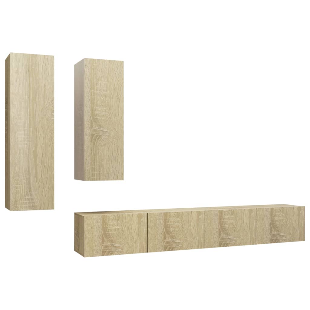 Set di Mobili TV 4 pz Rovere Sonoma in Legno Multistrato