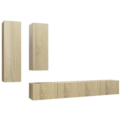 Set di Mobili TV 4 pz Rovere Sonoma in Legno Multistrato