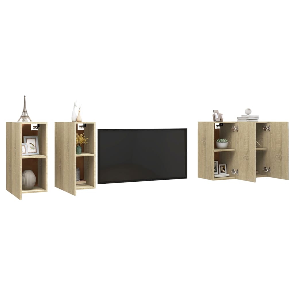 Mobili TV 4 pz Rovere Sonoma 30,5x30x60 cm in Legno Multistrato