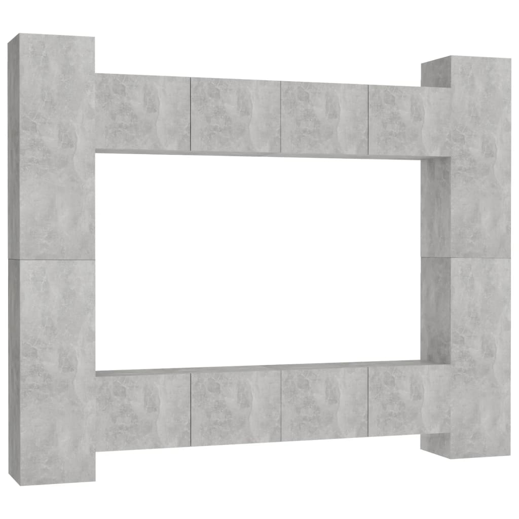 Set di Mobili Porta TV 8 pz Grigio Cemento in Legno Multistrato