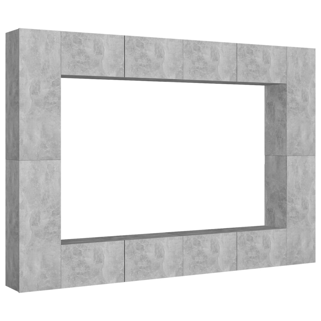 Set di Mobili Porta TV 8 pz Grigio Cemento in Legno Multistrato