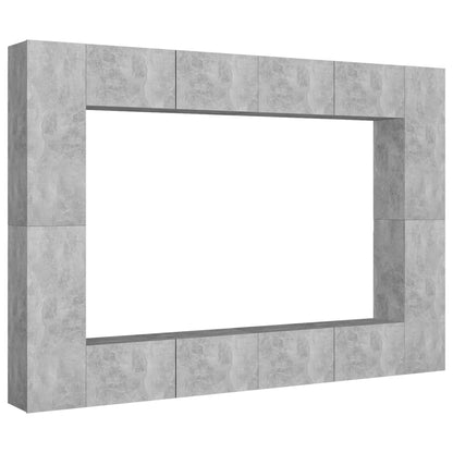 Set di Mobili Porta TV 8 pz Grigio Cemento in Legno Multistrato