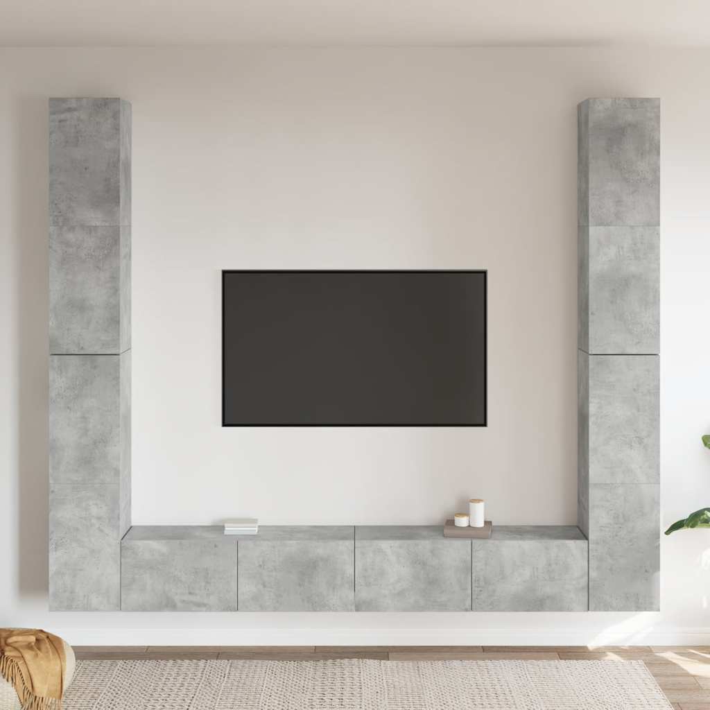 Set di Mobili Porta TV 6 pz Grigio Cemento in Legno Multistrato