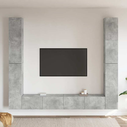 Set di Mobili Porta TV 6 pz Grigio Cemento in Legno Multistrato