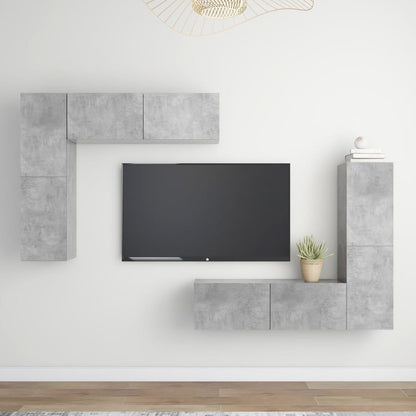 Set di Mobili Porta TV 4 pz Grigio Cemento in Legno Multistrato