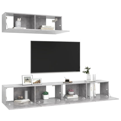 Mobili Porta TV 3 pz Grigio Cemento in Legno Multistrato