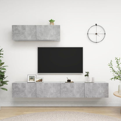 Mobili Porta TV 3 pz Grigio Cemento in Legno Multistrato