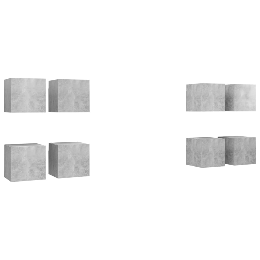 Mobili Porta TV a Parete 8 pz Grigio Cemento 30,5x30x30 cm
