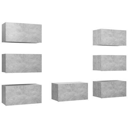 Mobili Porta TV 7 pz Grigio Cemento 30,5x30x60 cm Multistrato