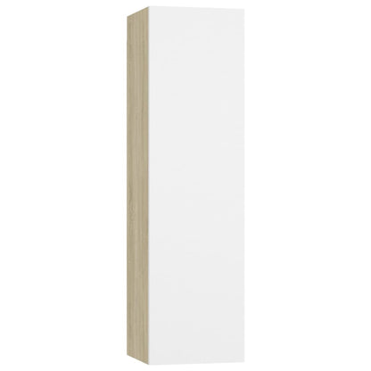Mobili TV 4 pz Bianco e Rovere Sonoma 30,5x30x110cm Multistrato