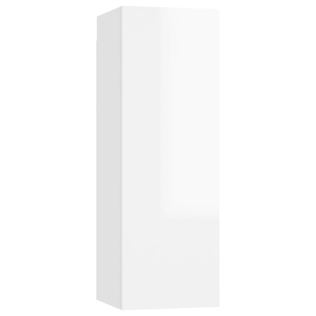 Set di Mobili Porta TV 3 pz Bianco Lucido in Legno Multistrato