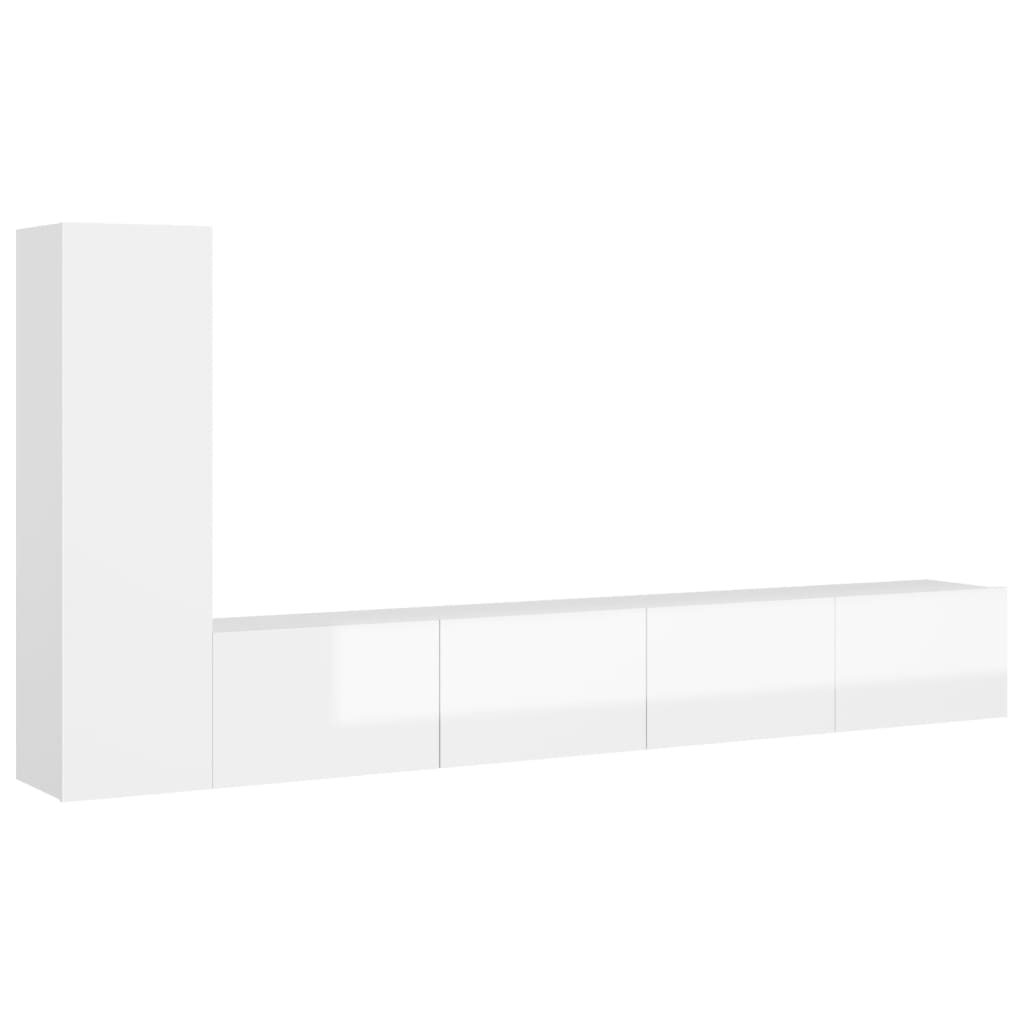 Set di Mobili Porta TV 3 pz Bianco Lucido in Legno Multistrato