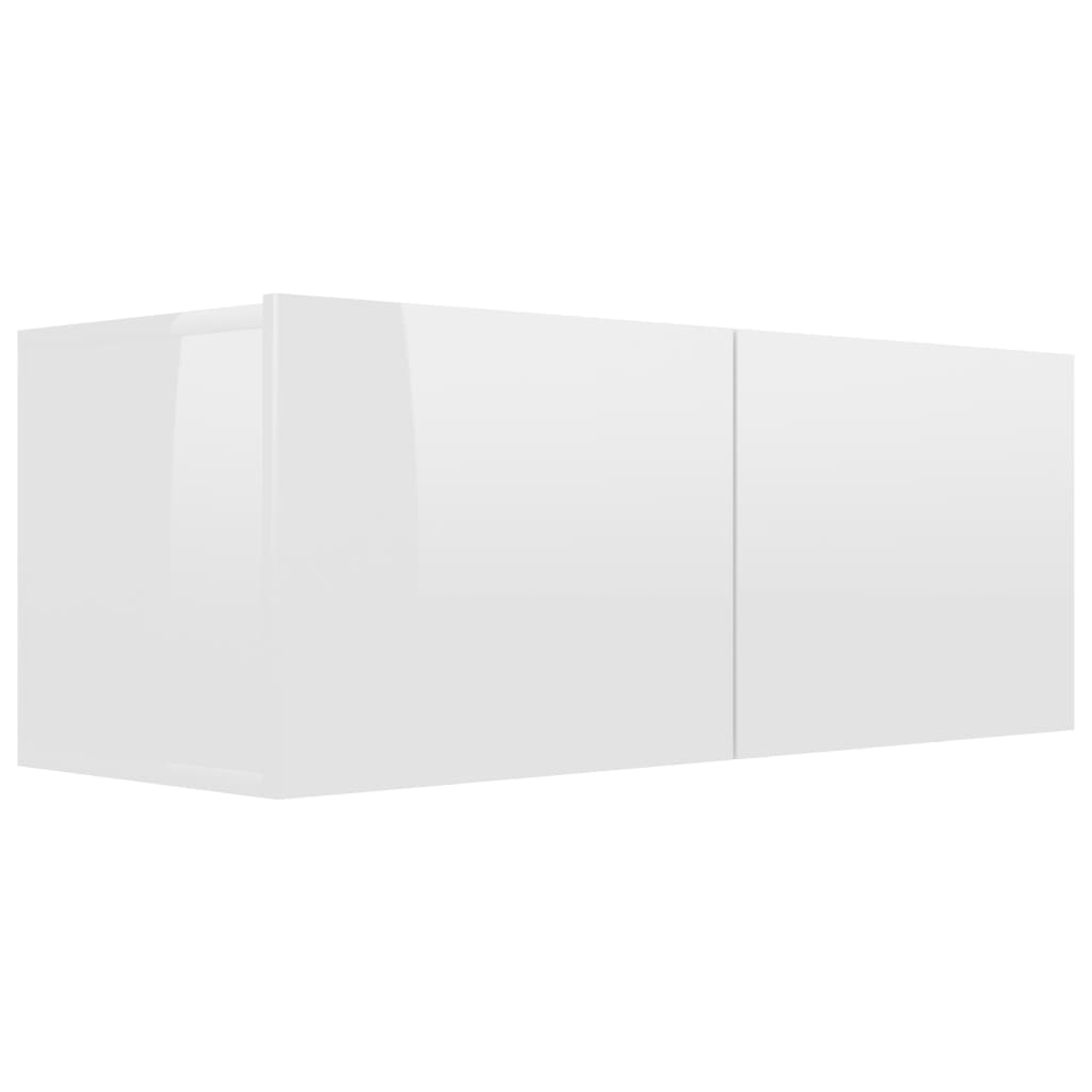 Mobili TV 3 pz Bianco Lucido in Legno Multistrato