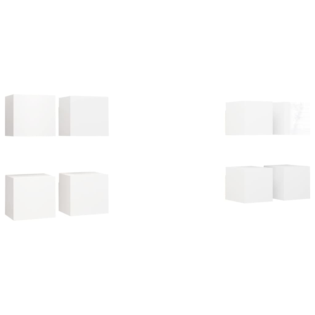 Mobili Porta TV a Parete 8 pz Bianco Lucido 30,5x30x30 cm