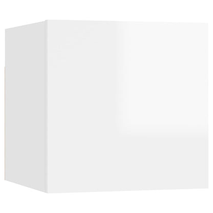 Mobili Porta TV a Parete 8 pz Bianco Lucido 30,5x30x30 cm