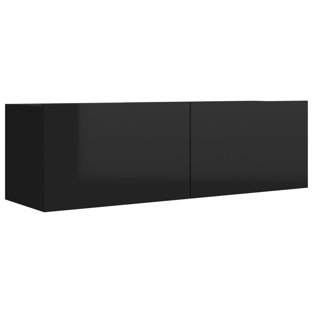 Set Mobili TV 3 pz Nero Lucido in Legno Multistrato