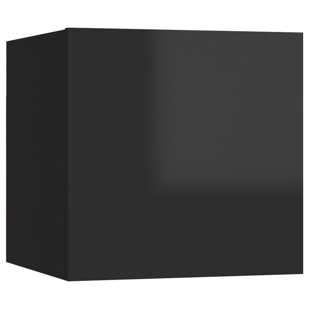 Set Mobili TV 5 pz Nero Lucido in Legno Multistrato