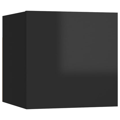 Mobili Porta TV a Parete 8 pz Nero Lucido 30,5x30x30 cm