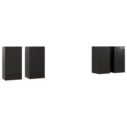 Mobili TV 4 pz Nero Lucido 30,5x30x60 cm in Legno Multistrato