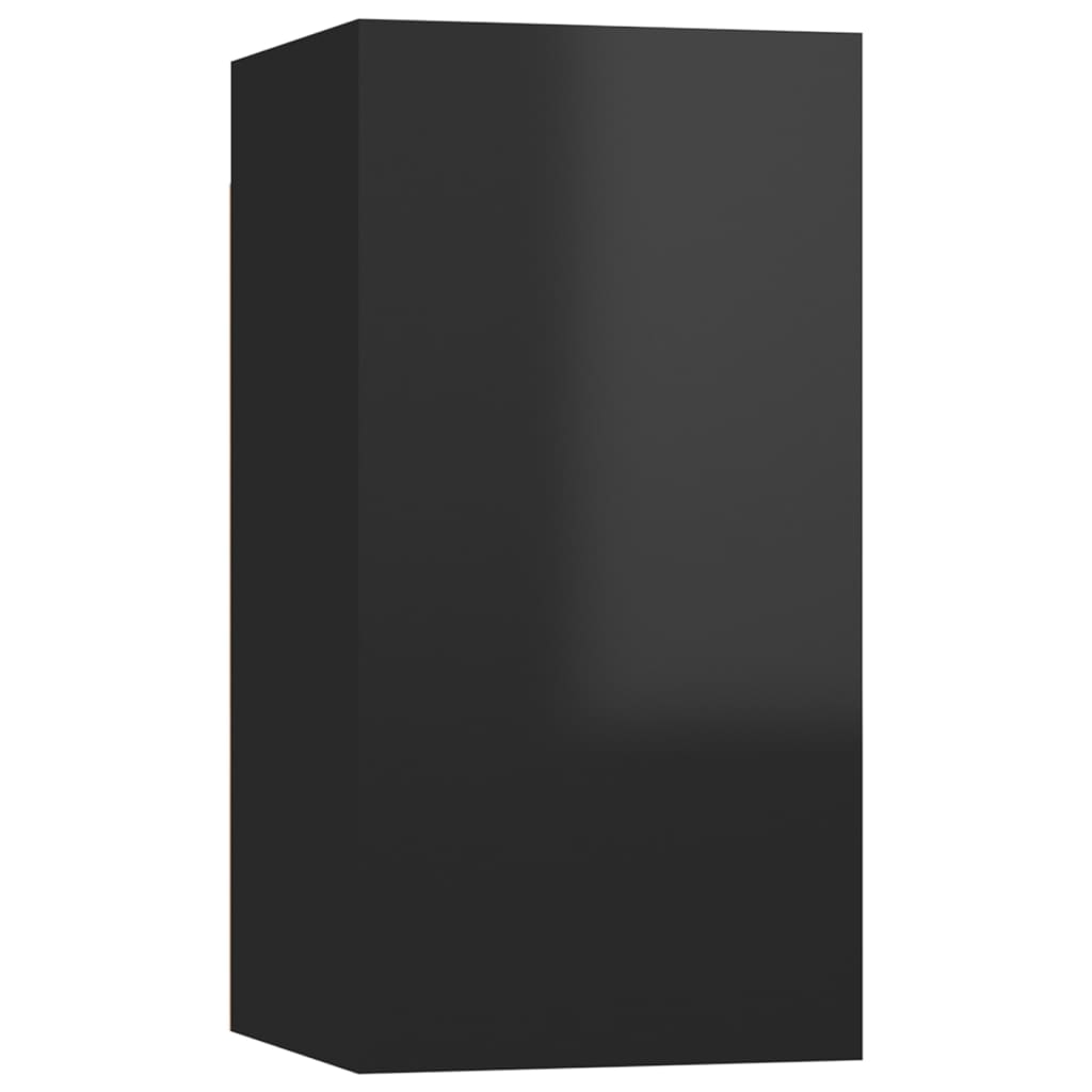 Mobili TV 4 pz Nero Lucido 30,5x30x60 cm in Legno Multistrato