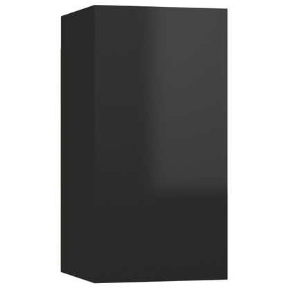 Mobili TV 4 pz Nero Lucido 30,5x30x60 cm in Legno Multistrato