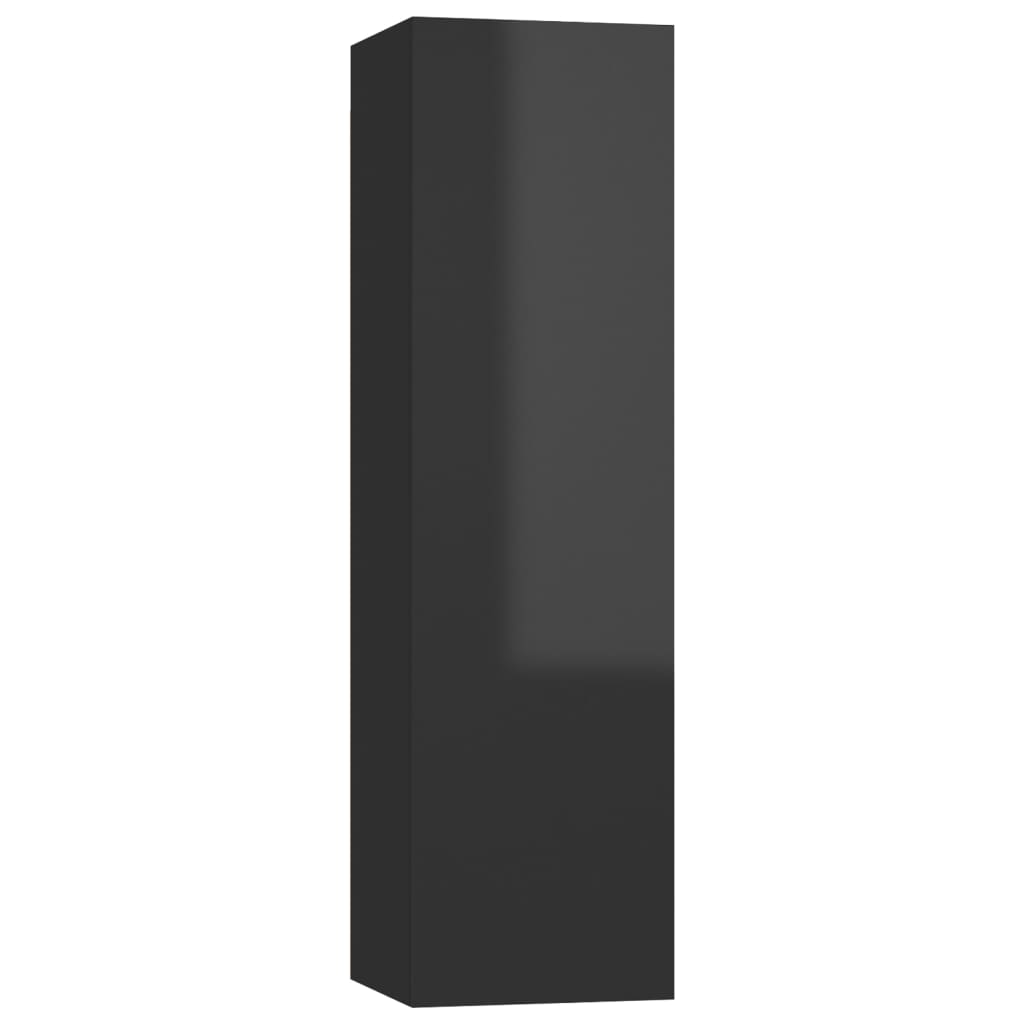 Mobili TV 4 pz Nero Lucido 30,5x30x110 cm in Legno Multistrato