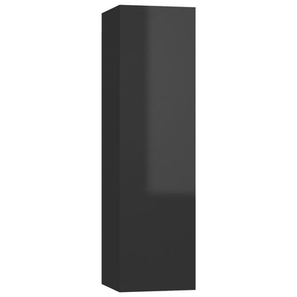 Mobili TV 4 pz Nero Lucido 30,5x30x110 cm in Legno Multistrato