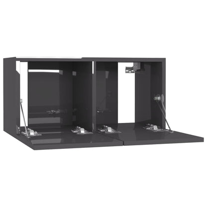 Mobili TV 4 pz Grigio Lucido 60x30x30 cm in Legno Multistrato
