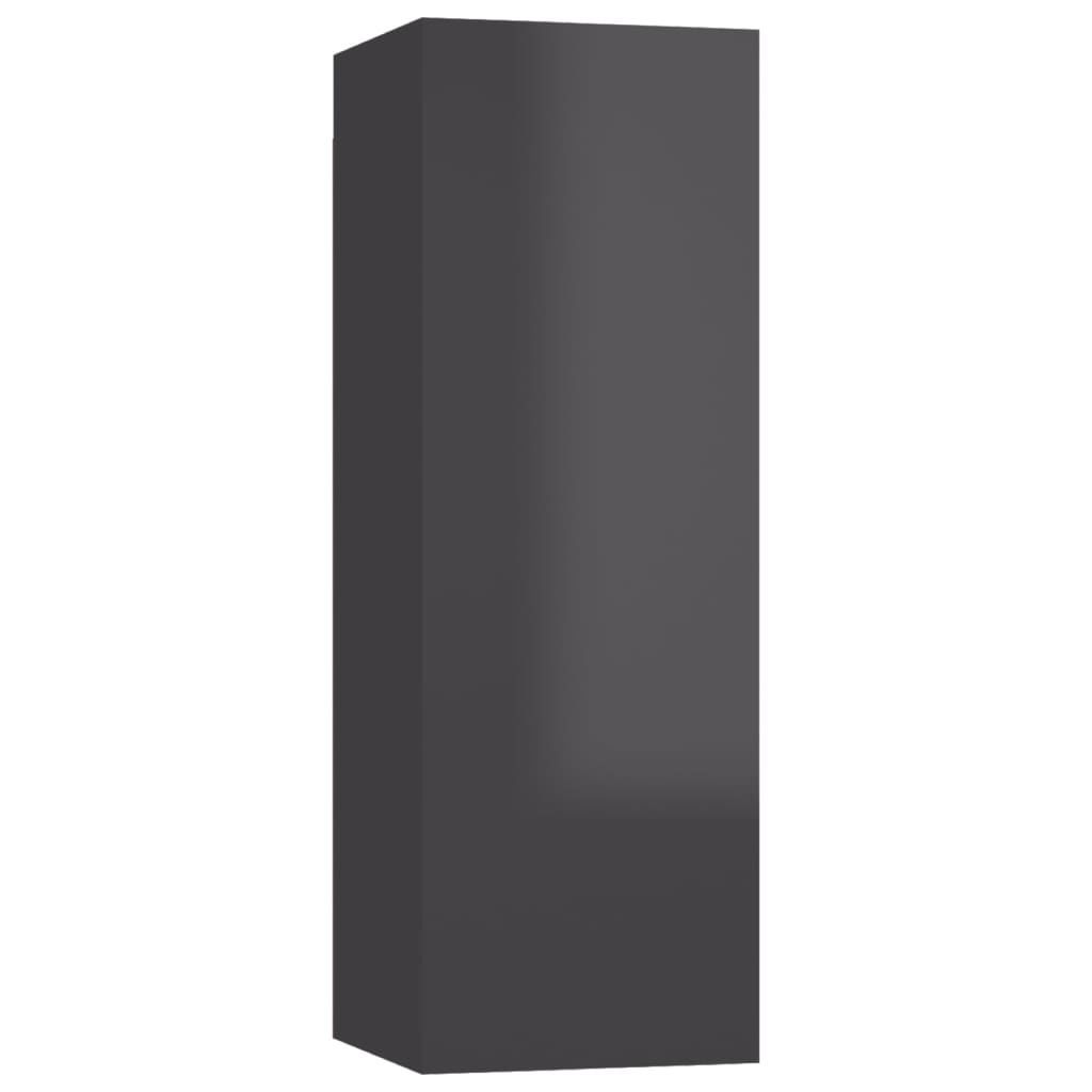 Set Mobili TV 5 pz Grigio Lucido in Legno Multistrato