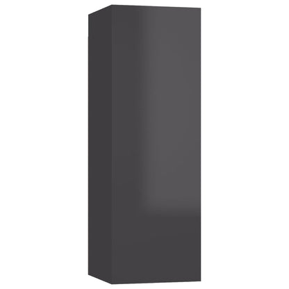 Set Mobili TV 5 pz Grigio Lucido in Legno Multistrato