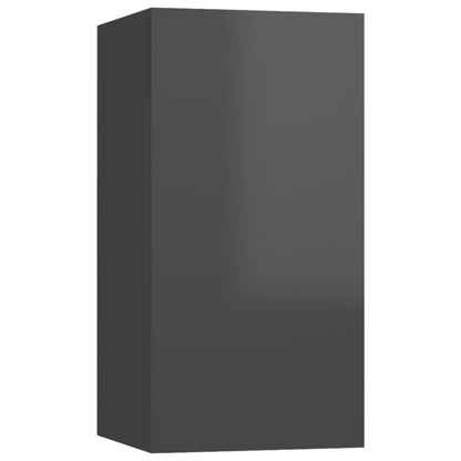 Set Mobili TV 4 pz Grigio Lucido in Legno Multistrato