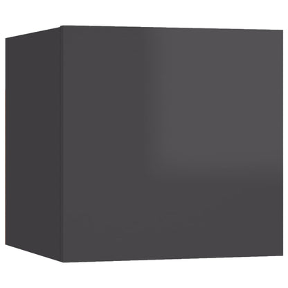 Set Mobili TV 6 pz Grigio Lucido in Legno Multistrato