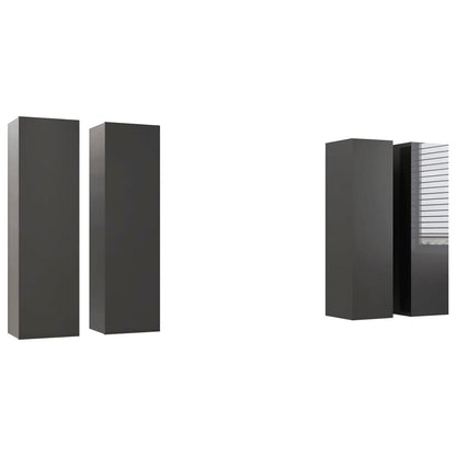 Mobili TV 4 pz Grigio Lucido 30,5x30x110 cm Legno Multistrato