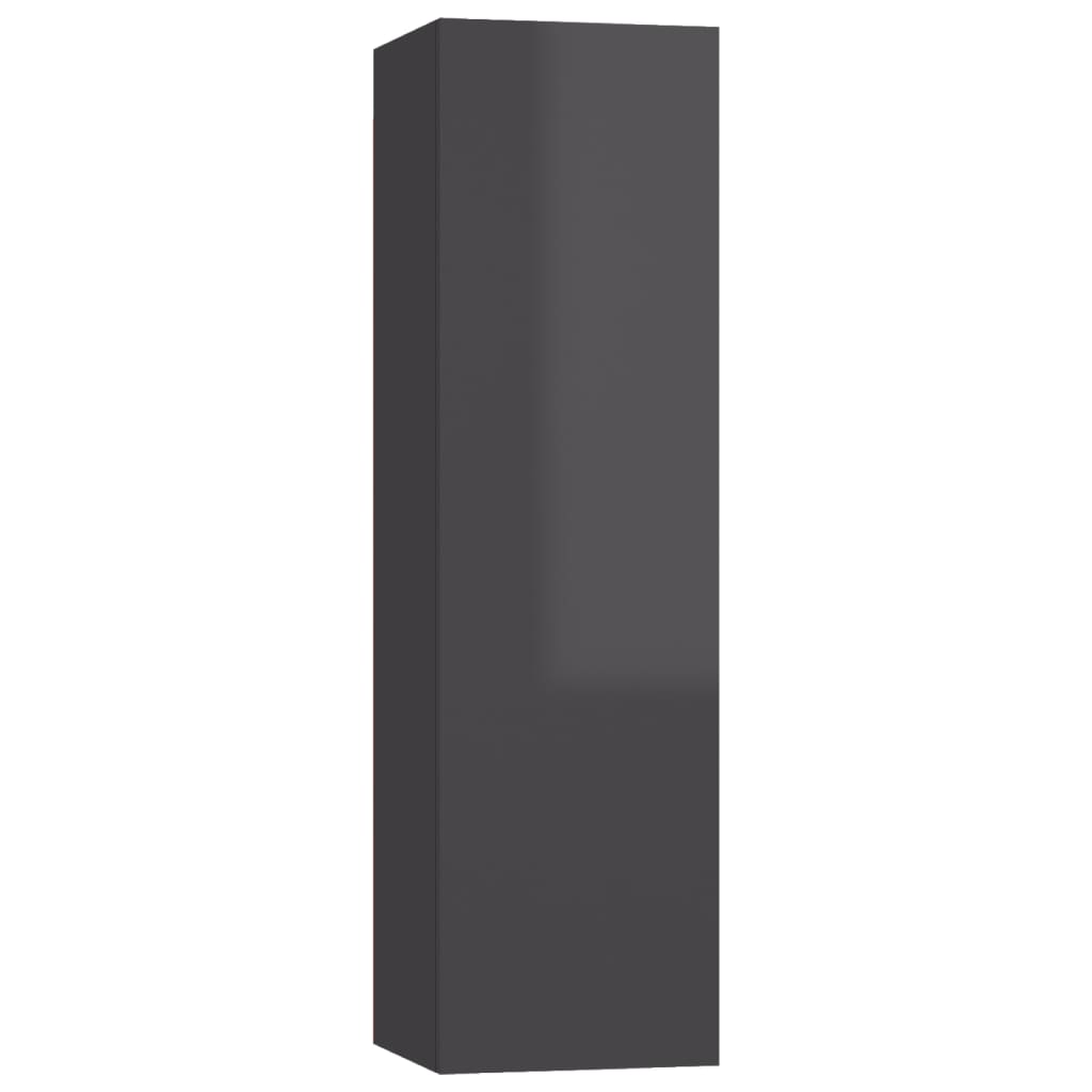 Mobili TV 4 pz Grigio Lucido 30,5x30x110 cm Legno Multistrato
