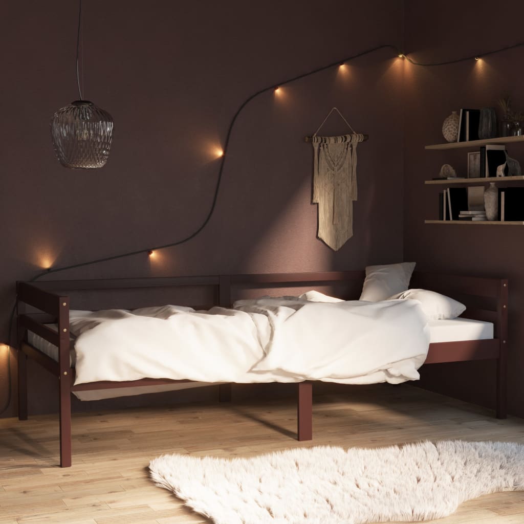 Giroletto senza Materasso Marrone Scuro 90x200 cm Legno Pino