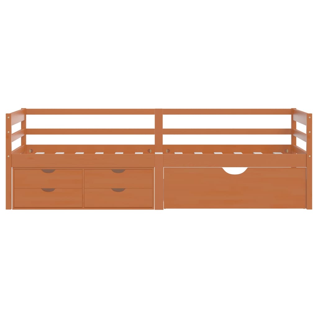 Giroletto con Cassetti Grigio Scuro in Legno di Pino 90x200 cm