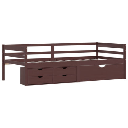 Giroletto con Cassetti Marrone Ambra in Legno di Pino 90x200 cm