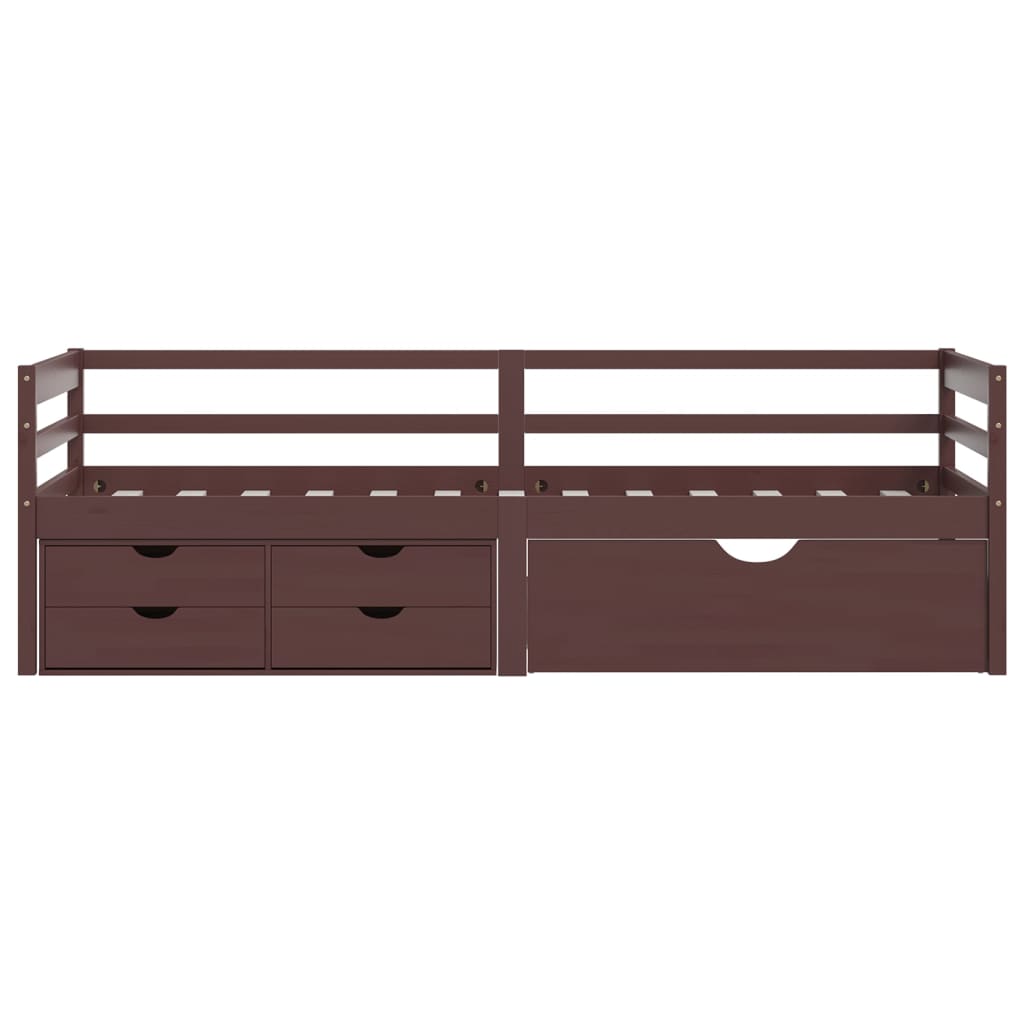 Giroletto con Cassetti Marrone Ambra in Legno di Pino 90x200 cm