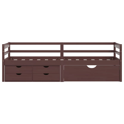 Giroletto con Cassetti Marrone Ambra in Legno di Pino 90x200 cm