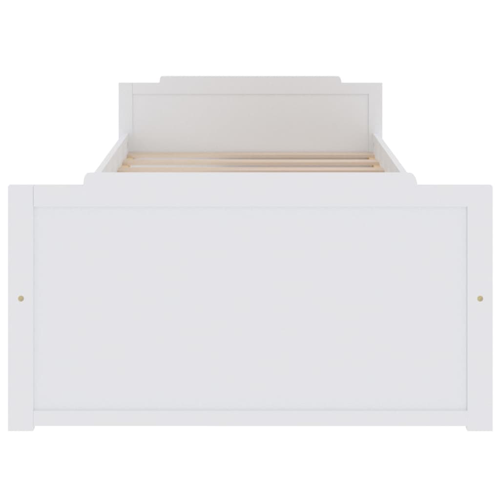 Giroletto Bianco con Cassetti Legno Massello di Pino 90x200cm