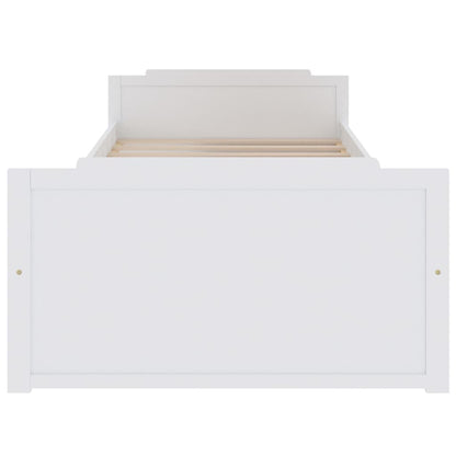 Giroletto Bianco con Cassetti Legno Massello di Pino 90x200cm