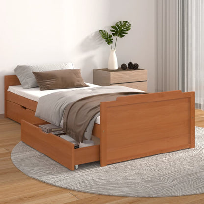 Giroletto Ambra con Cassetti Legno Massello di Pino 90x200 cm