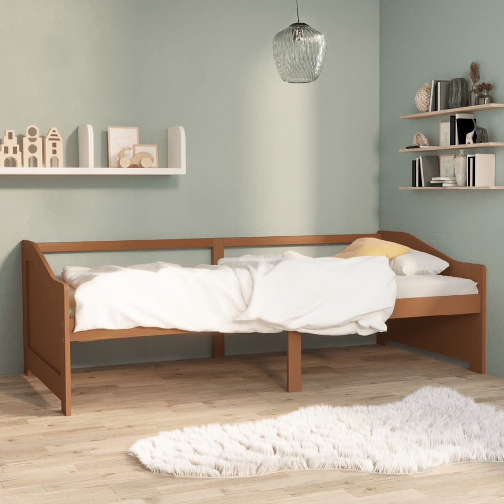 Divano Letto 3 Posti senza Materasso Ambrato in Pino 90x200 cm
