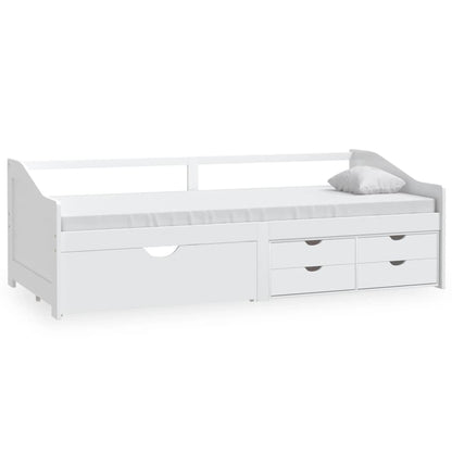 Divano Letto 3 Posti con Cassetti Bianco Pino Massello 90x200cm