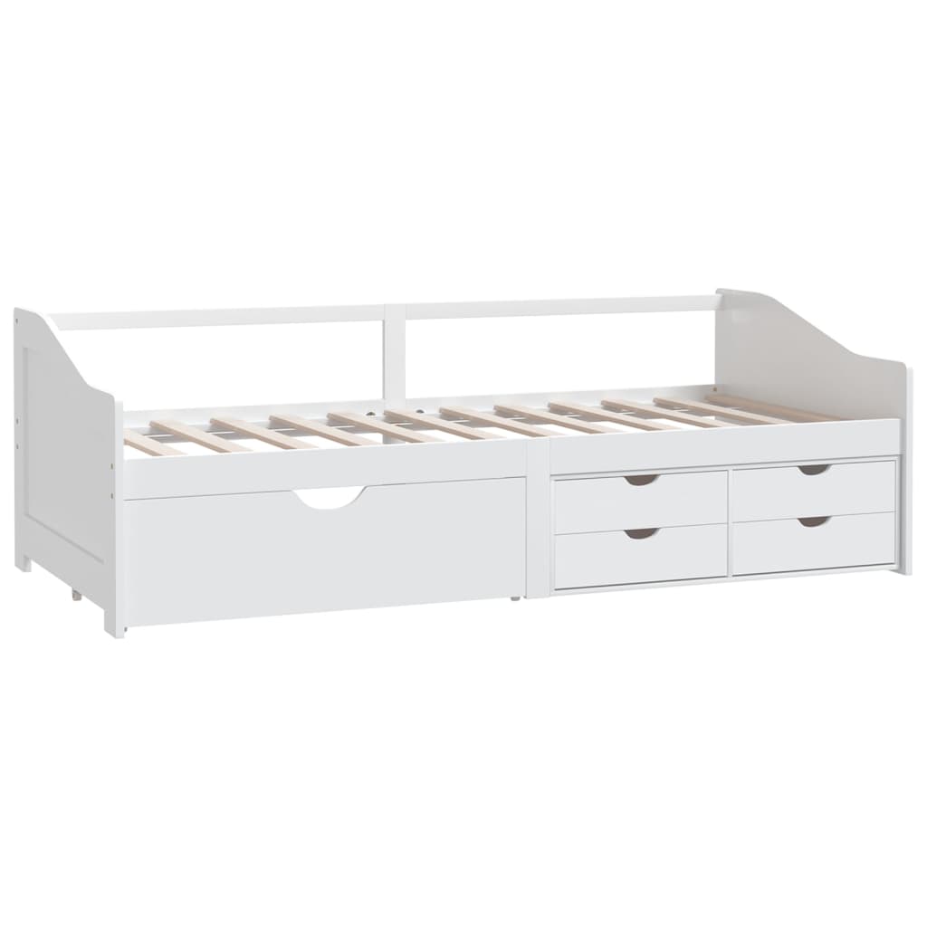 Divano Letto 3 Posti con Cassetti Bianco Pino Massello 90x200cm