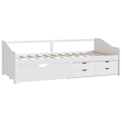 Divano Letto 3 Posti con Cassetti Bianco Pino Massello 90x200cm
