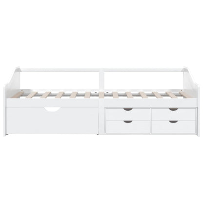 Divano Letto 3 Posti con Cassetti Bianco Pino Massello 90x200cm