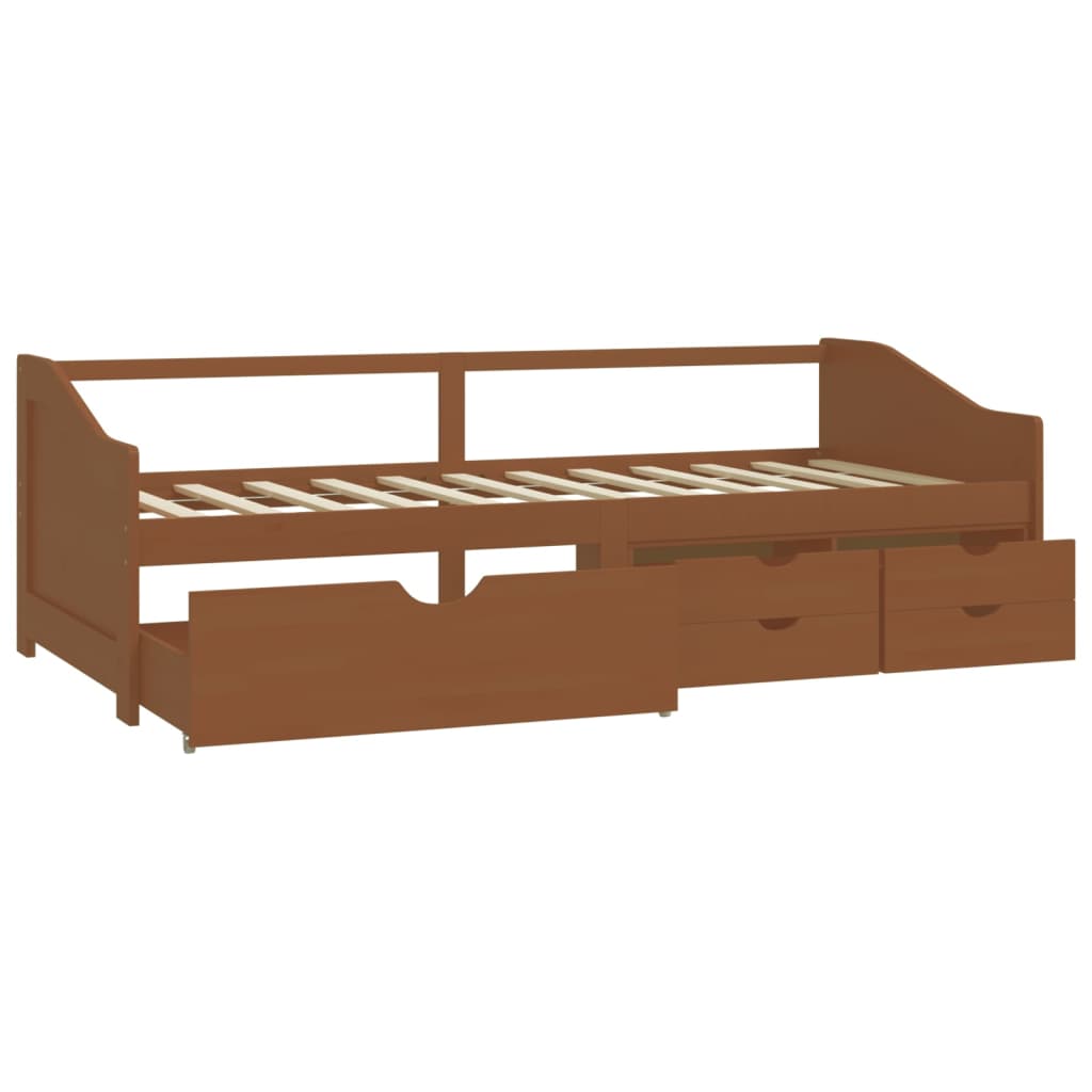 Divano Letto 3 Posti senza Ambrato in Legno di Pino 90x200 cm