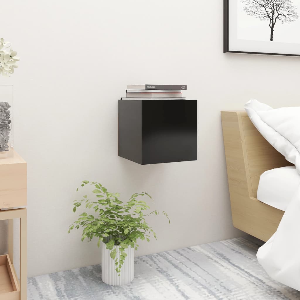 Comodino Nero 30,5x30x30 cm in Legno Multistrato