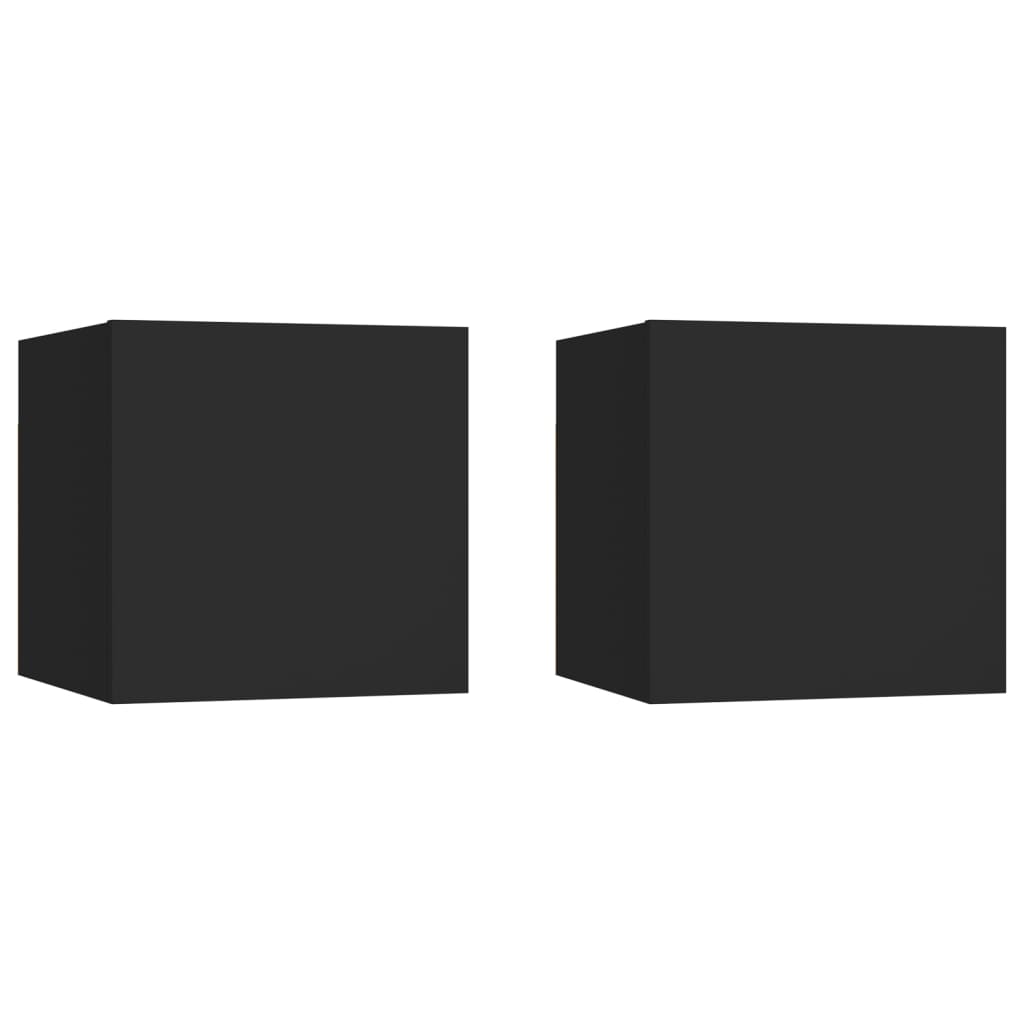 Comodini Neri 2 pz 30,5x30x30 cm in Truciolato